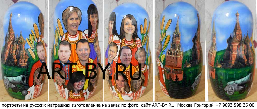 деревянная матрешка штоф с коллективом фото портретов в подарок от коллектива фирмы Монсанто Московского отделения