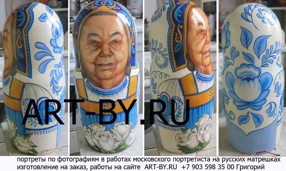 необычный подарок бабушке матрешка с портретом бабушки изготовление Москва